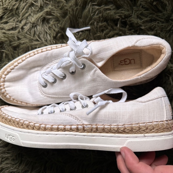 UGG White Canvas Sneakers Women's size 8 - Picture 1 of 10